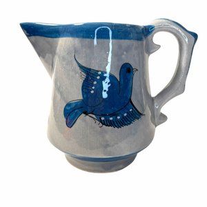 Tonala Mexico Pottery Pitcher Bird Flowers